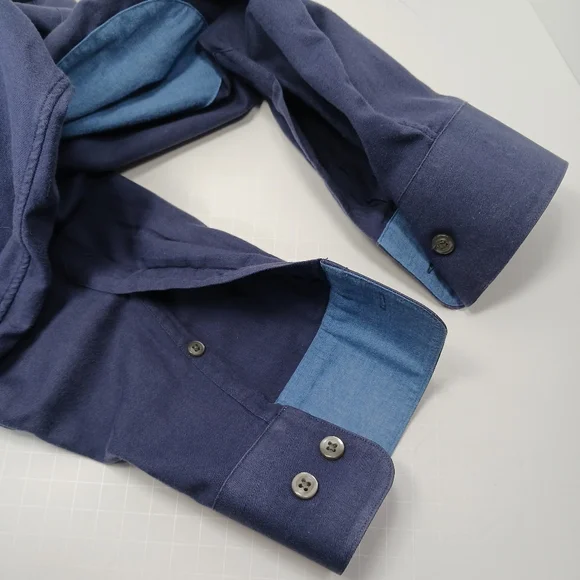 PAUL FREDRICK Cashmere & Cotton "Flannel" Button Down Shirt w/ Elbow Patches EUC - Picture 4 of 7